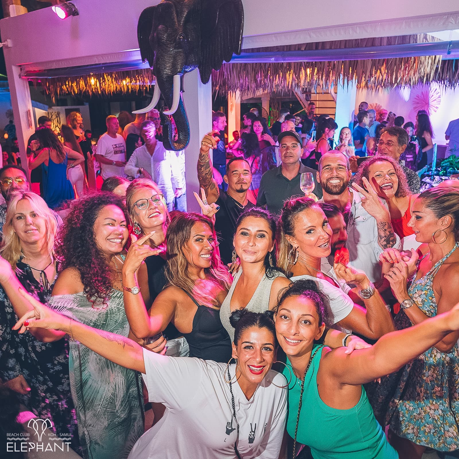 Night crowd dancing at Elephant Beach Club on Chaweng Beach, Koh Samui nightlife
