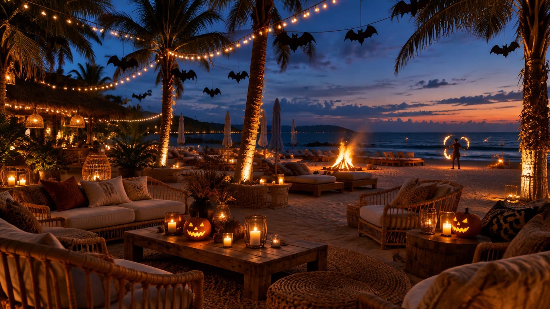 Halloween night on Chaweng Beach at Elephant Beach Club