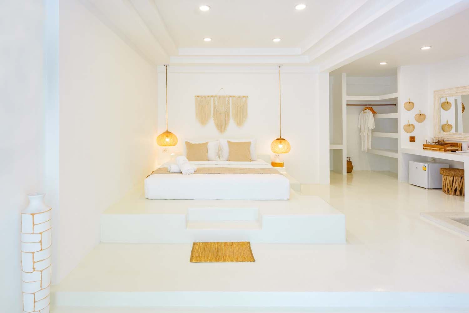 Villa interior wrapped in northern-Thai craft at Elephant Beach Resort, Chaweng Beach, Koh Samui